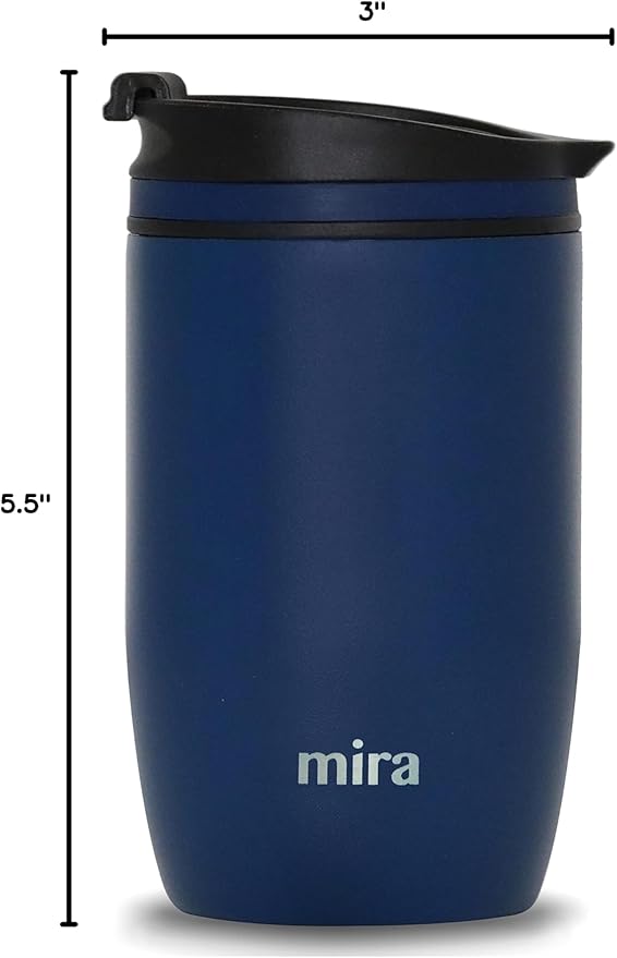 MIRA 12 oz Travel Coffee Mug - Insulated Stainless Steel Tumbler with Screw Lid - Admiral Blue