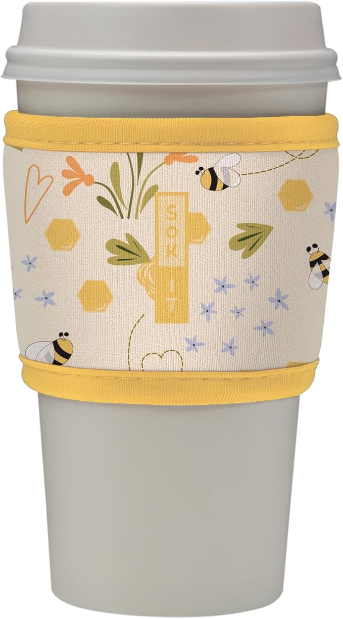 Sok It HotSok Coffee & Tea Reusable Insulated Neoprene Cup Sleeve (Honeycomb Buzz)