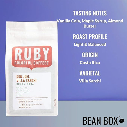 Costa Rica Don Joel Villa Sarchi - Roasted by Ruby Coffee Roasters - Whole Bean Coffee - 5 Pound Bag