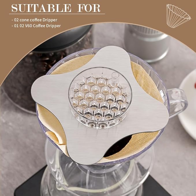 CAFEMASY Drip Assist Tool for Pour Over Coffee Dripper Clear Water Flow Control Dish with Metal Holder Compatible with V60 & Orea Coffee Dripper