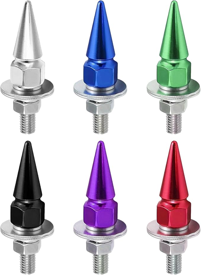 4 PCS License Plate Screws, Spike Anti Theft Motorcycle License Plate Screws Bolts Set, Aluminum Security Fasteners Kit for Car Truck Motorcycle Plate Frames, Car Decorative Accessories (Green)