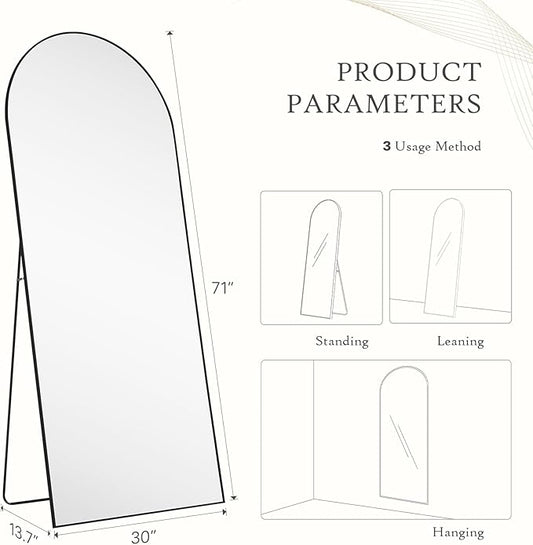 NEWBULIG Full Length Mirror, Upgraded Body Wall Mirrors with Shatter-Proof Glass, Floor Standing Mirror, Home Wall Decor