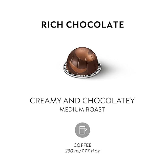 Nespresso Capsules Vertuo, Rich Chocolate, Mild Roast Coffee, 30-Count Coffee Pods, Brews 7.8 oz.