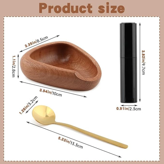 Coffee Bean Dosing Cup,Wood/Ceramic Coffee Dosing Tray Coffees Bean Weighing Tray Weigh Coffees Beans Container,with Spray Bottle Measuring Spoon For Coffe e Or Tea