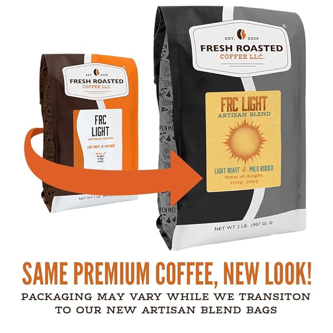 Fresh Roasted Coffee, FRC Light Roast Blend, 2 lb (32 oz), Kosher, Whole Bean