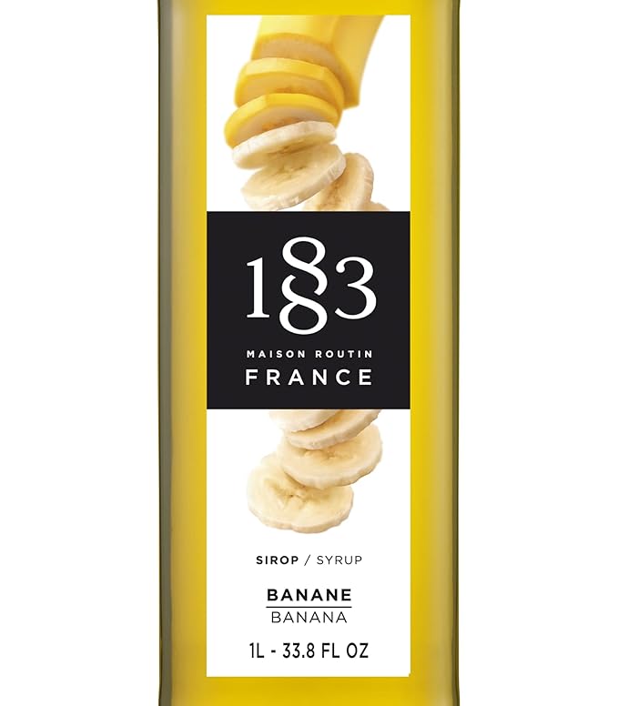1883 Banana Syrup for Drinks, Made in France, 1 Liter Glass Bottle