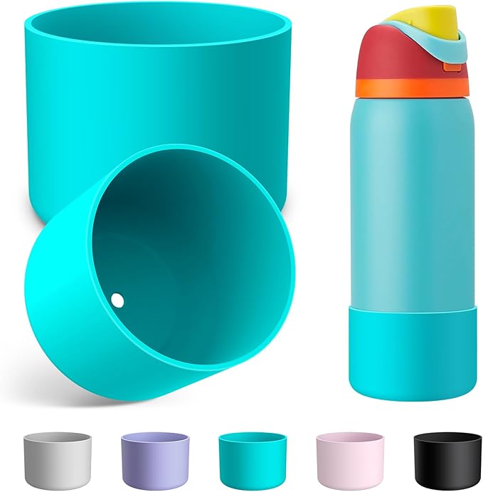 2PCS Silicone Water Bottle Boot for Owala 24oz 32oz 40oz, Anti-Slip Protective Sleeve Bottom Bumper Protector for FreeSip, Twist, and Flip Stainless Steel Water Bottles