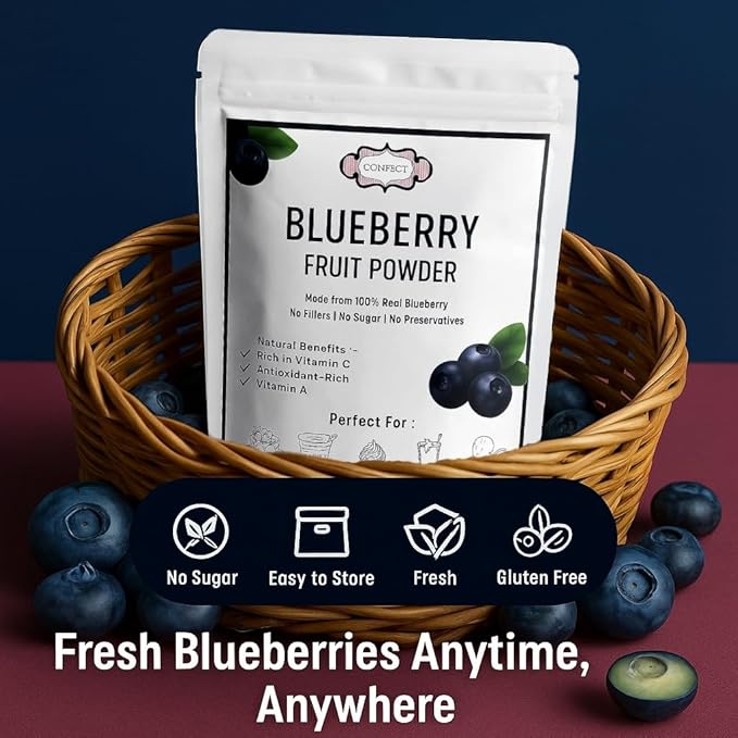 Confect Blueberry Powder | Pure & Natural Fruit Powder for Smoothies, Baking, Beverages, Juices, Tea & DIY Recipes | Vegan, Gluten-Free, No Added Sugar – 10 OZ