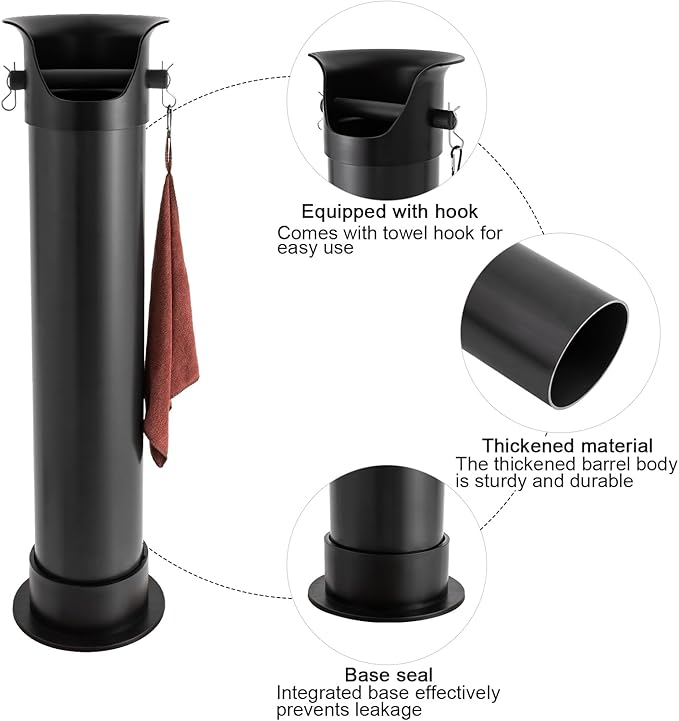 Professional Commercial Knock Box - Large 33.66" Quiet Espresso Grounds Bin with Locking Lid & Rubber Bar, Durable for High-Volume Coffee Shops, Cafes, Restaurants