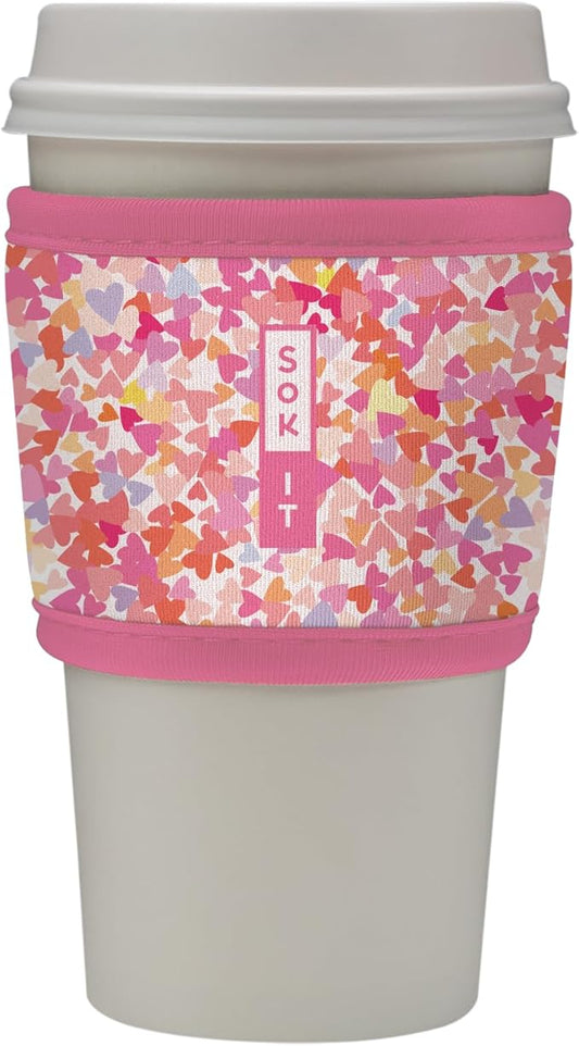 Sok It HotSok Coffee & Tea Reusable Insulated Neoprene Cup Sleeve (Floral Hearts)
