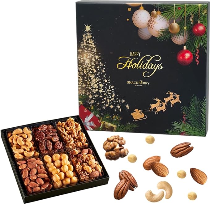 Nuts Gift Basket Arrangement Platter, Gourmet Food Snack Box, Healthy Kosher (Single)