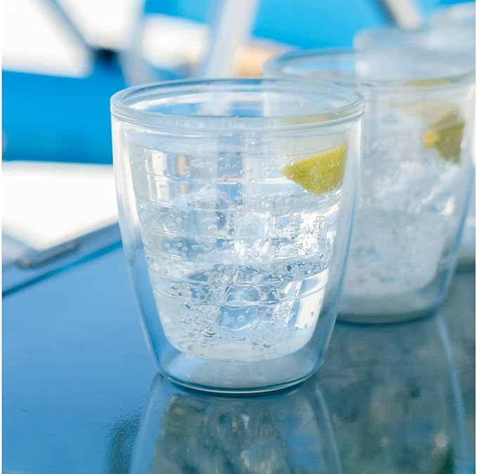 Tervis Clear & Colorful Tabletop 12oz Made in USA Double Walled Insulated Tumbler Travel Cup Keeps Drinks Cold & Hot, 12oz, Clear