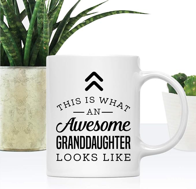 Andaz Press 11oz. Ceramic Coffee Tea Mug Thank You Gift, This is What an Awesome Granddaughter Looks Like, 1-Pack, Birthday Christmas Ideas Coworker Him Her, Includes Box