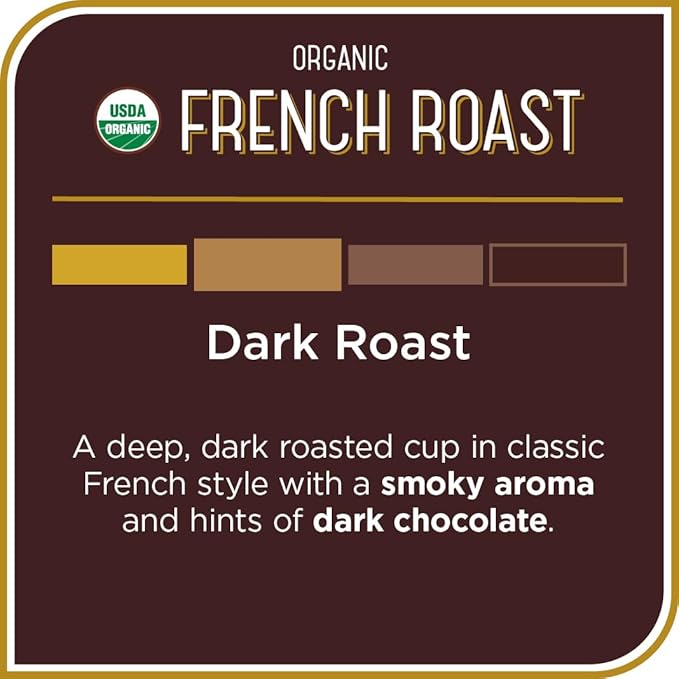 Don Francisco's Organic French Roast Whole Bean Coffee, Dark Roast – 100% Arabica Coffee, 18 oz Bag