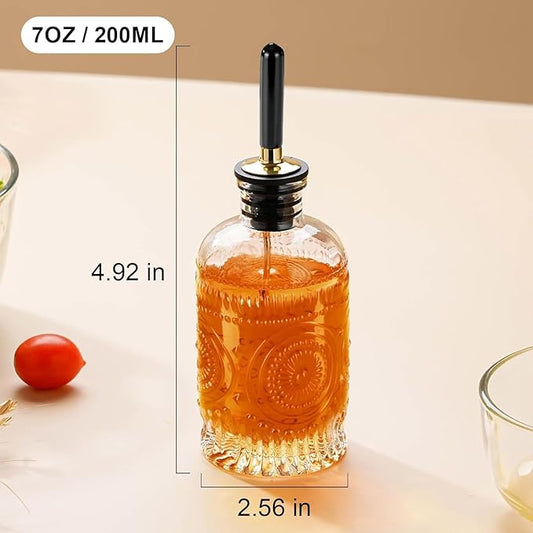 Glass Coffee Syrup Dispenser Bottles 7 OZ, Simple Syrup Bottles with Metal Pour Spout, Syrup Dispenser for Coffee Bar Accessories for Maple Honey Syrup Oil and Sauces