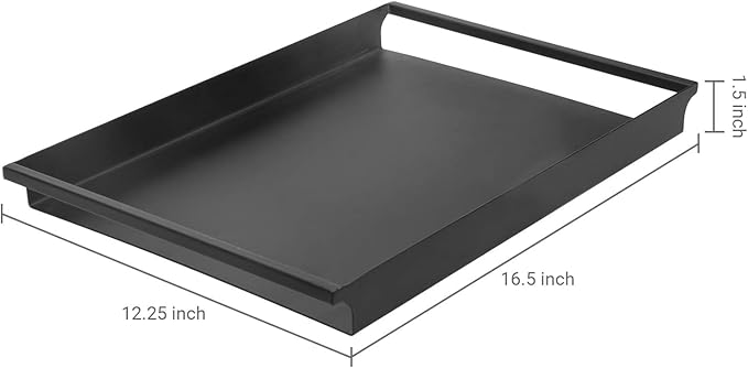 MyGift Black Metal Serving Tray with Handles - Decorative Coffee Table Tray for Ottoman, Vintage Matte Finish Vanity Tray, Trays for Coffee Table