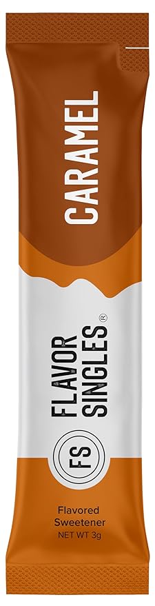 Flavor Singles Caramel Powdered Sweetener Packets for Coffee & Tea, Travel Ready Single-Serve Syrup Alternative, 30 Count (Pack of 1)