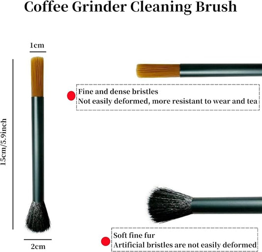 Professional Burr Grinder Cleaning Brush with Aluminum Handle - Dual Head Brush Ideal for Espresso Machine and Toaster