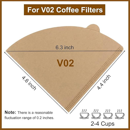 Clinuse Cone Coffee Filters #2, 200 Count Unbleached Size 02 Coffee Filter, Disposable Natural Paper Filters 2-4 Cup, 02 Cone Filters for Pour Over and Drip Coffee Maker