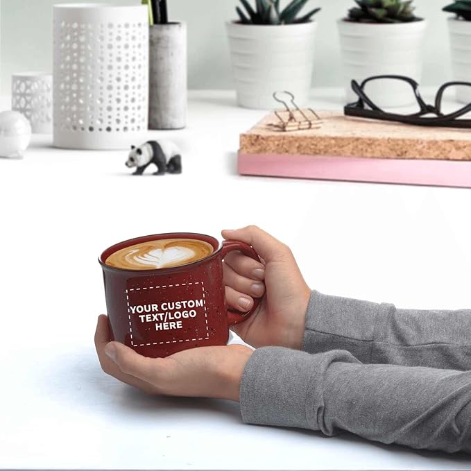 DISCOUNT PROMOS Custom Ceramic Campfire Coffee Mugs 13 oz. Set of 100, Personalized Bulk Pack - Perfect for Tea, Espresso, Cappuccino, Hot Cocoa - Maroon