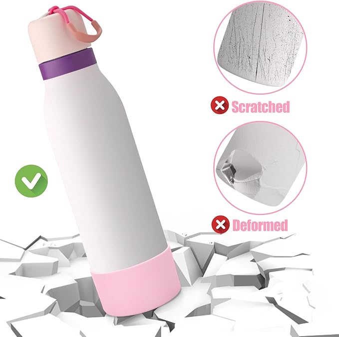 Mity rain 2PCS Silicone Boot for Owala FreeSip Twist Water Bottle, Anti-Slip, Noise-Reducing,Prevents Scratches(24 oz Light Pink)