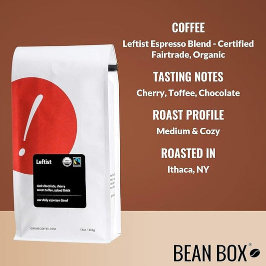 Leftist Espresso Blend - Certified Fairtrade, Organic - Roasted by Gimme! Coffee - Whole Bean Coffee - 5 Pound Bag