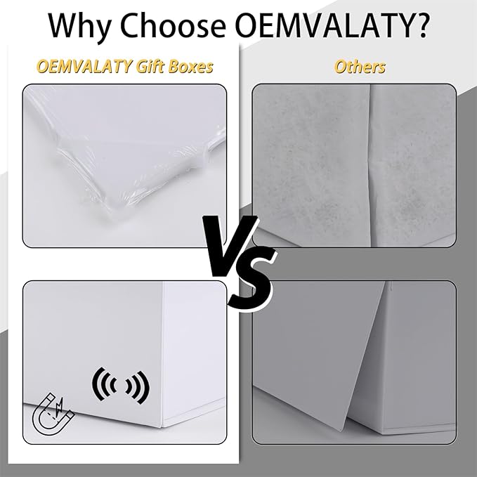 OEMVALATY White Gift Box,14x12x5 Inches Gift Boxes with Lids for Presents with Magnetic Closure and Ribbon for Wedding,Storage,Birthday(5-Pack)