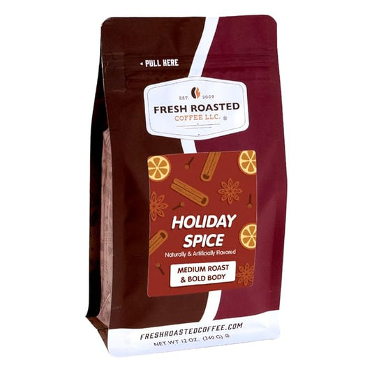 Fresh Roasted Coffee, Holiday Spice Flavored Coffee, 12 oz, Medium Roast, Kosher, Ground
