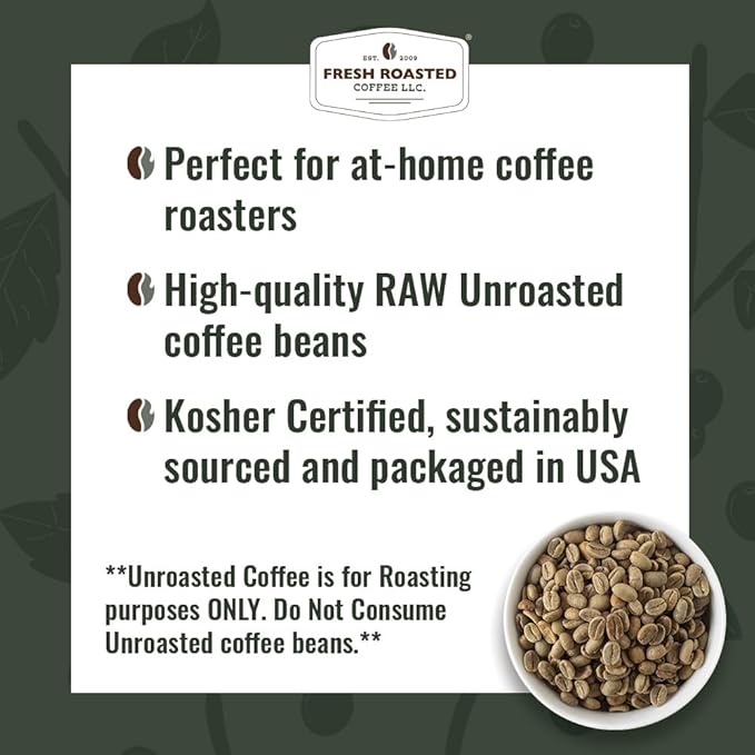 Fresh Roasted Coffee, Unroasted Indian Monsoon Malabar, Kosher, 5 Pound