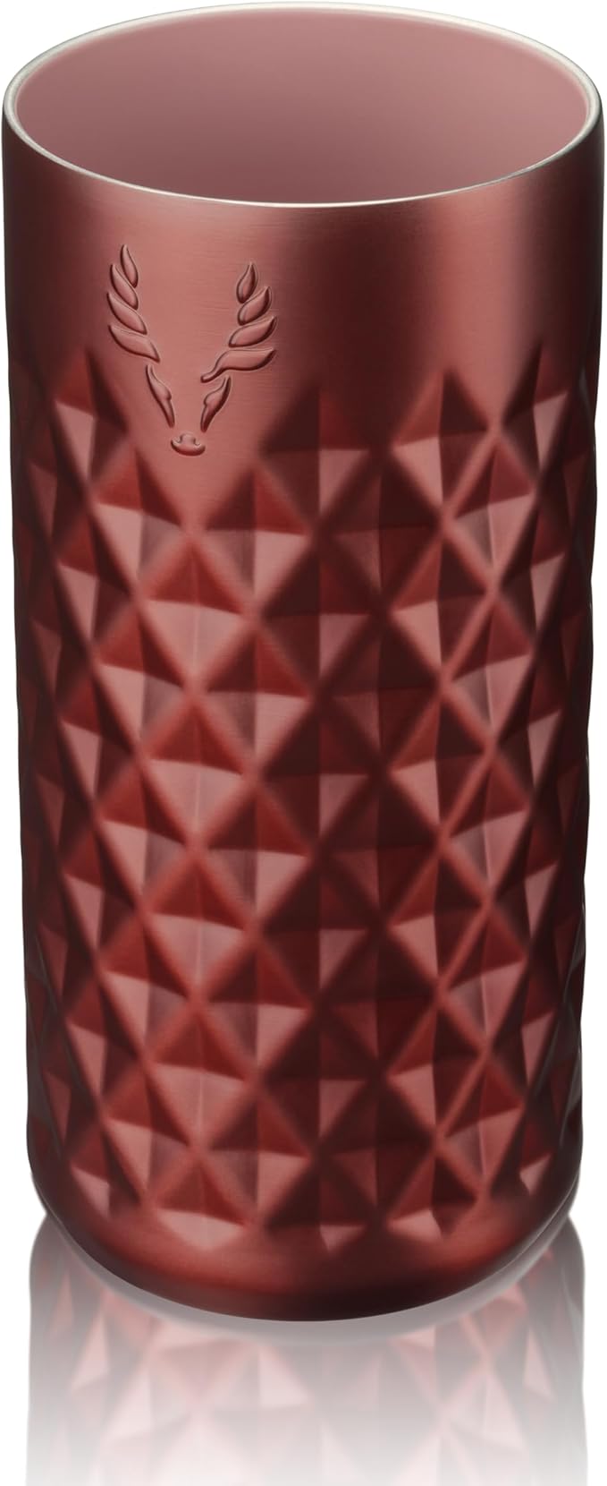 Viski Paragon Stainless Steel Highball Tumbler Cup with Lid, Insulated Ceramic Lined Metal Cocktail Glass for Patio, Outdoor Party, Wedding Gifts, Drink Lover Gifts, 16 oz Set of 1, Vintage Rose