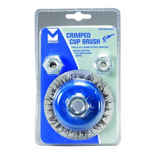 Mercer Industries 188010 - 2-3/4" x 5/8"-11 Crimped Cup Brush, .020 Carbon Steel Wire (with metric adapters)