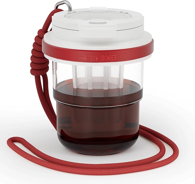MHW-3BOMBER Cold Brew Coffee Maker Crossbody Portable 18oz - Iced Coffee Mug Tea Brewer Pitcher with Filter - Travel Coffee Tumbler for Gifts Car Office Gym, Red M5771R-OS