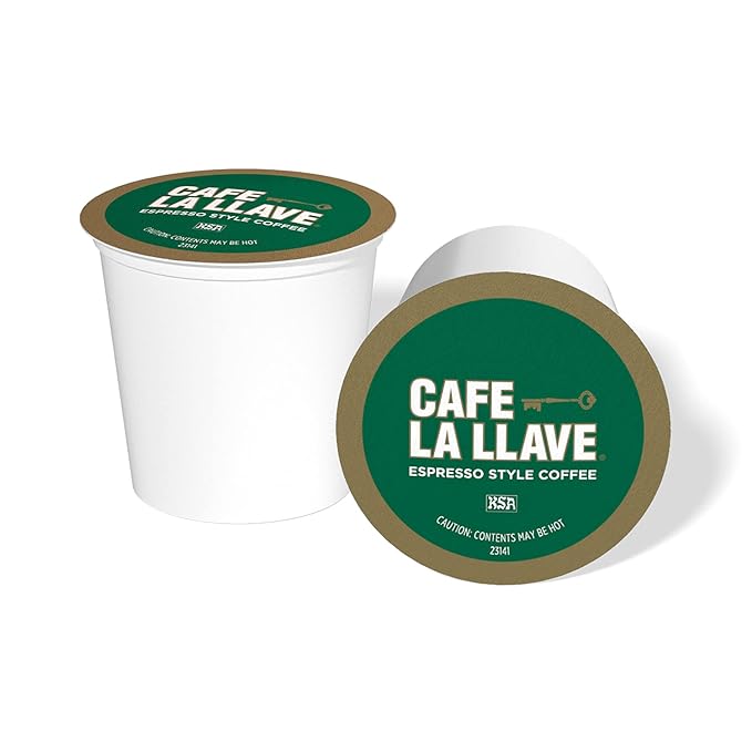 Cafe La Llave 55 Count Dark Roast Coffee Pods, Espresso Style, Compatible with Keurig Brewers, Single Serve Rich Bold Flavor