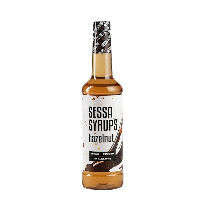 Sessa Syrups Sugar Free Hazelnut Syrup - 25.4 Fl Oz - Keto-Friendly, Zero Calorie, Gluten-Free - Natural Flavoring for Coffee, Tea, Cocktails, and More