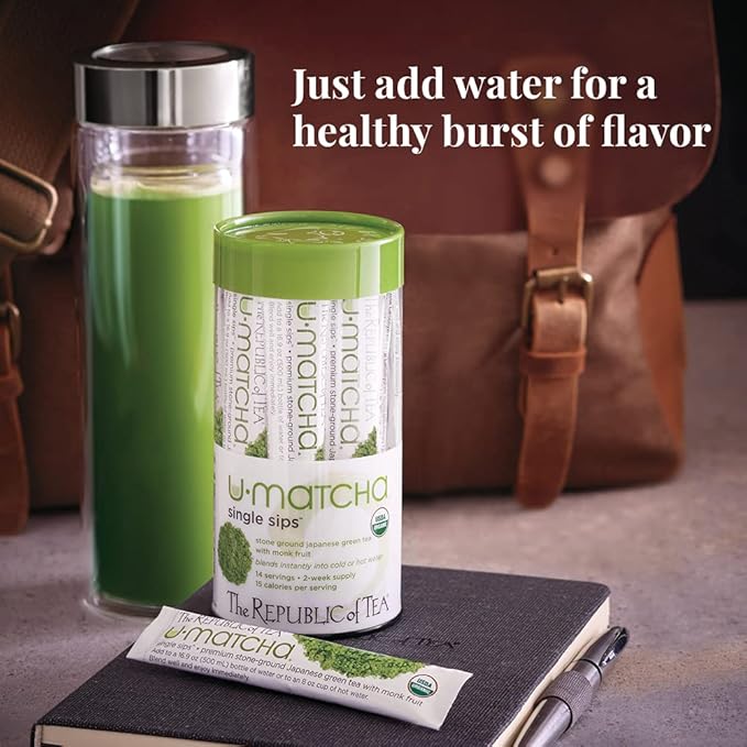 The Republic of Tea Organic U-Matcha Single Sips, 50 Single Servings of Premium Instant Matcha