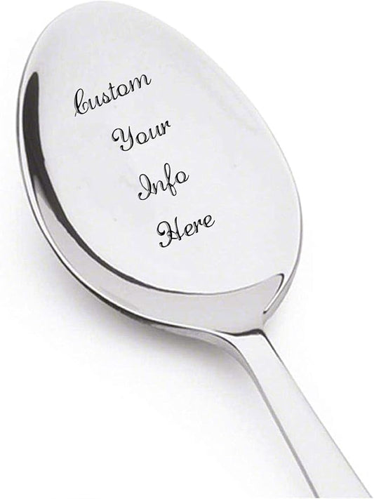 Custom Personalized Engraved Spoon - Your Idea, Text, Message in Stainless Steel - Unique Gift for Best Friend, Lover, Parent, Child (Tip Coffee Spoon)