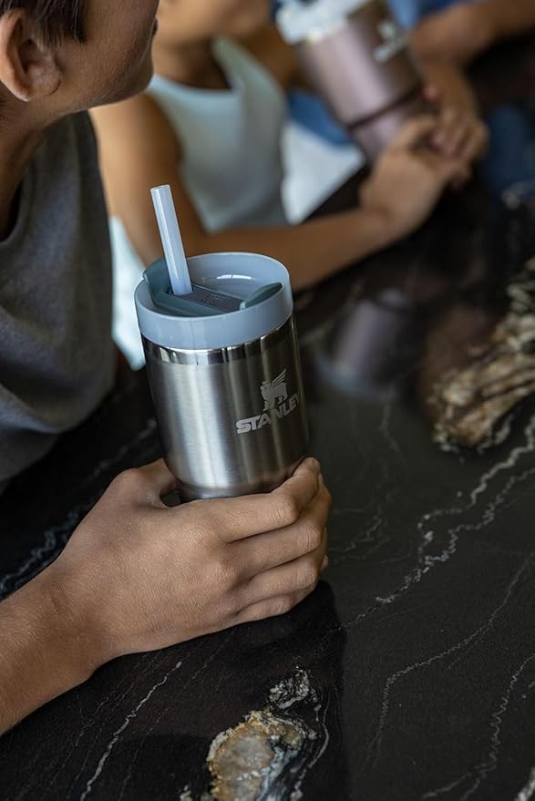 STANLEY Quencher H2.0 Tumbler with Straw 14 oz | Flowstate 3-Position Lid | Cup Holder Compatible for Travel | Insulated Stainless Steel Cup | BPA-Free | Stainless Steel Shale