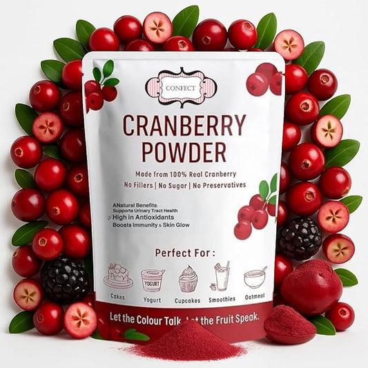 Confect Cranberry Powder | Pure & Natural Fruit Powder for Smoothies, Baking, Beverages, Juices, Tea & DIY Recipes | Vegan, Gluten-Free, No Added Sugar – 100g