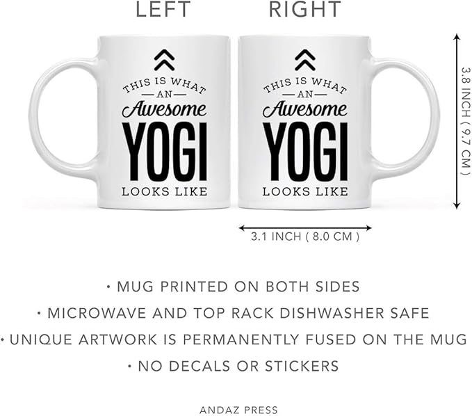 Andaz Press 11oz. Ceramic Coffee Tea Mug Thank You Gift, This is What an Awesome Yogi Looks Like, 1-Pack, Birthday Christmas Gift Ideas Coworker Him Her, Includes Gift Box