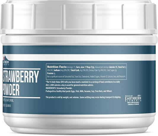 Earthborn Elements Strawberry Powder 1.1 lb, Pure & Natural, Smoothies & Shakes
