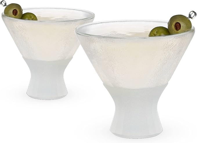 Host Stemless Martini Glasses, Cocktail Glasses, Double Walled Insulated Drinking Glass, Frozen Cups to Keep Your Drinks Cold, Set of 2