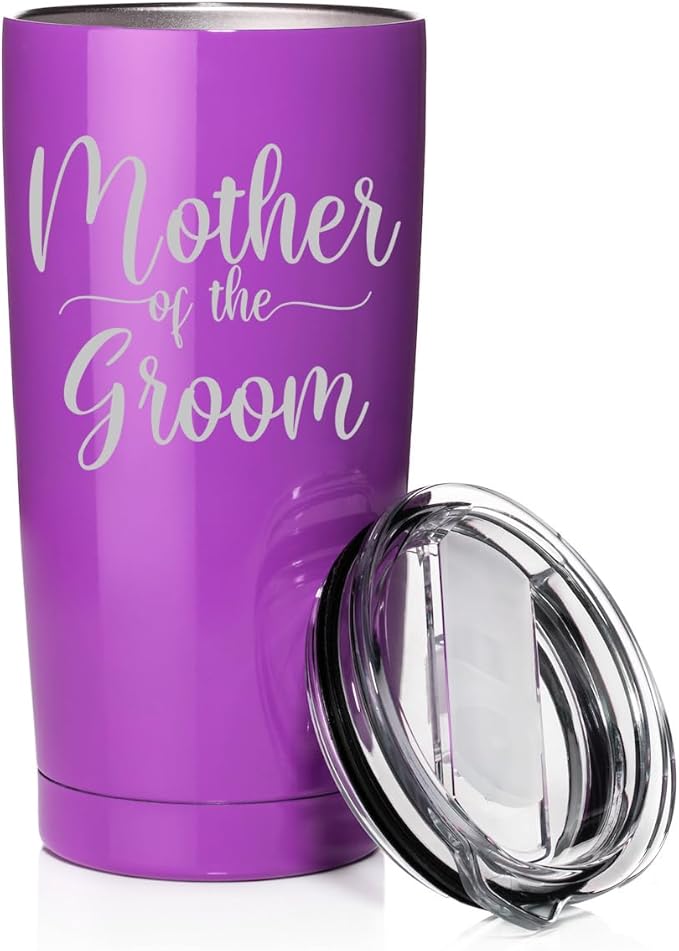 Smooth Body Tumbler Stainless Steel Vacuum Insulated Travel Mug Cup Gift Mother Of The Groom (Purple, 20 oz)