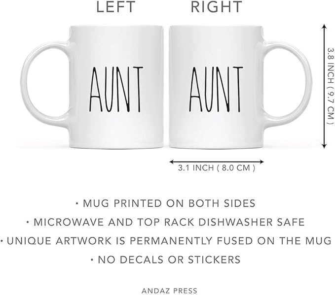 Andaz Press Simple Rustic Farmhouse Kitchen Decor 11oz. Ceramic Coffee Tea Mug Gift, Aunt, 1-Pack, Birthday Christmas Gift Ideas for Family, Friends