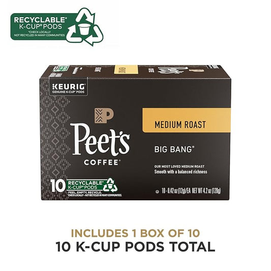 Peet's Coffee, Medium Roast Keurig K-Cup Pods - Big Bang 10 Count (1 Box of 10 Pods)