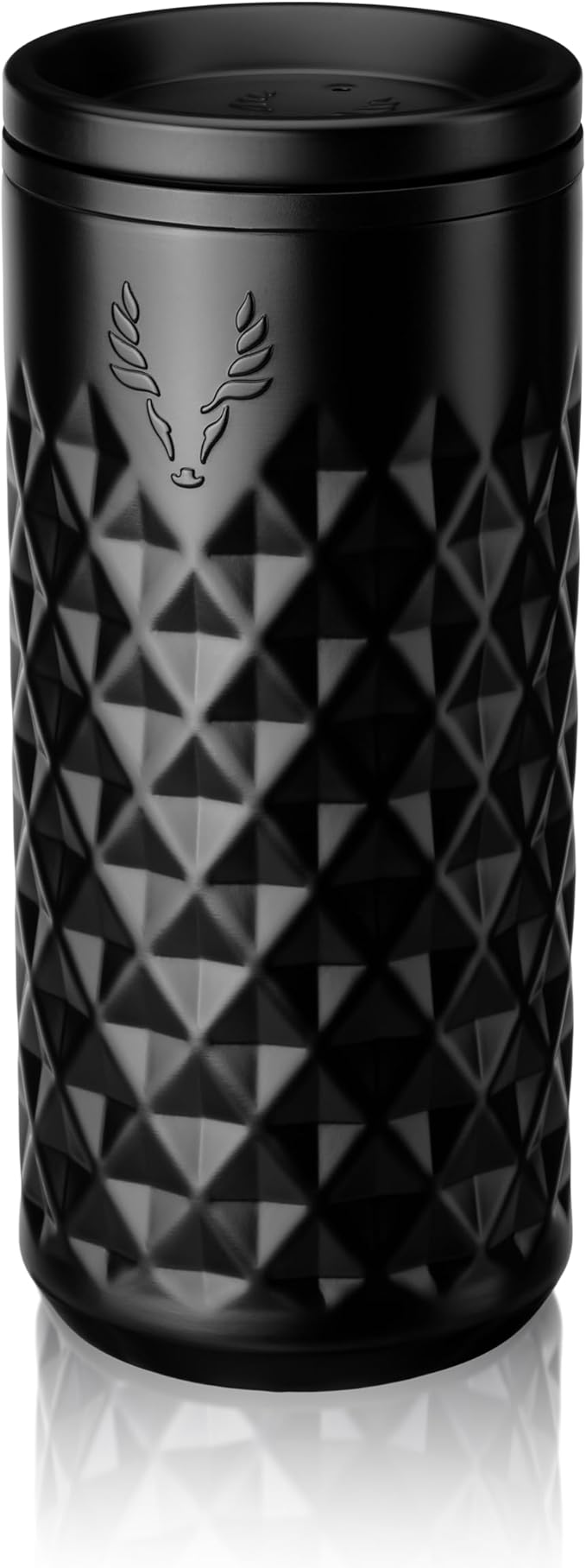 Viski Paragon Stainless Steel Highball Tumbler Cup with Lid, Insulated Ceramic Lined Metal Cocktail Glass for Patio, Outdoor Party, Wedding Gifts, Drink Lover Gifts, 16 oz Set of 1, Obsidian Black