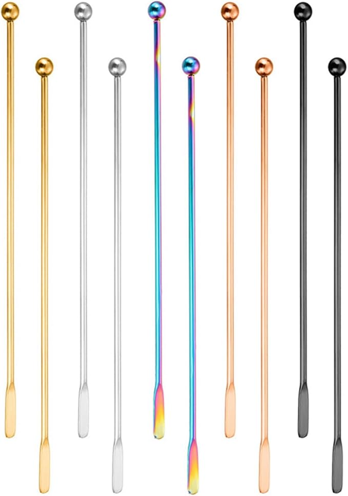Coffee Stir Sticks, 10pieces 304 Stainless Steel Multifunctional Reusable Metal Stir Sticks For Bustling Pubs Dinner Parties