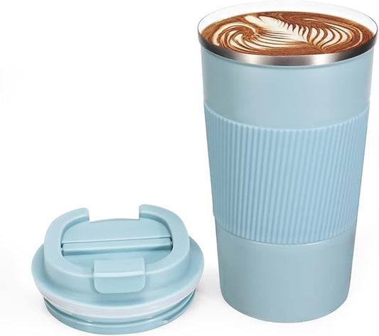 18oz Insulated Coffee Mugs with Ceramic Coating, Coffee Mug with Lid, Insulated Tumblers, Travel Coffee Mug Fits in Car Cup Holder