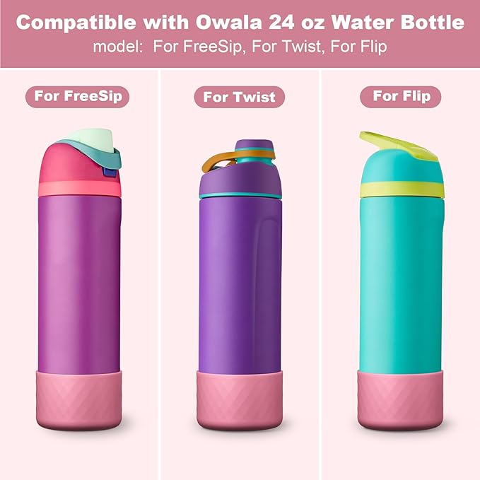 Silicone Boot for Owala Water Bottle 24 oz 32 oz 40 oz, Anti-Slip Protective Sleeve for FreeSip/Twist/Flip Stainless Steel Water Bottles Accessories