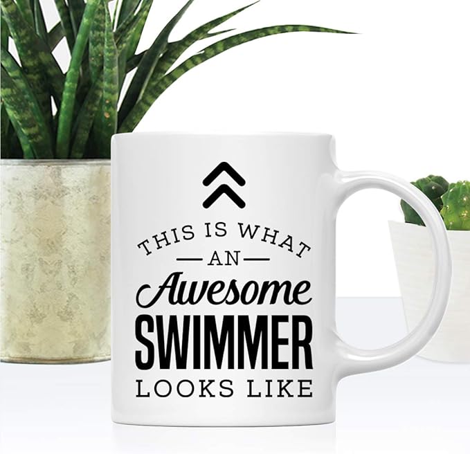 Andaz Press 11oz. Ceramic Coffee Tea Mug Thank You Gift, This is What an Awesome Swimmer Looks Like, 1-Pack, Birthday Christmas Gift Ideas Coworker Him Her, Includes Gift Box