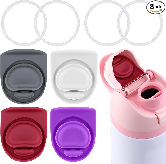 4 Sets Replacement Seal Gasket Stoppers for Owala Freesip Cap Mouth,Silicone O Sealing Ring Parts Water Bottle Top Lid Accessories for Owala Freesip 16/19/24/32/40oz（4 Colors 5）